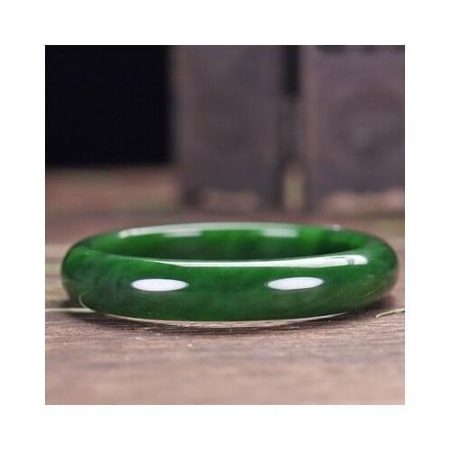 Zheru Jewelry Natural 54-64mm Hetian Jade Green Bangle Elegant Princess Jewelry Best Gift for Mother