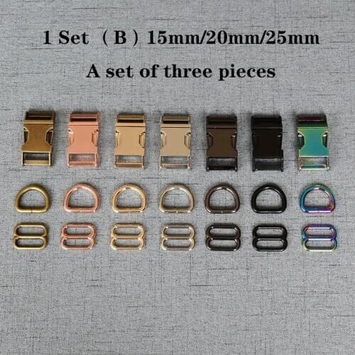 1 Set 15mm/20mm/25mm Metal D Ring Adjustable Release Buckle For Pet Dog Collar Webbing Cat Necklace Handmade DIY Accessory