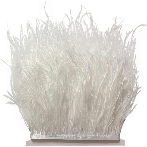 1yards Ostrich Feathers Plumes Trim ribbon DIY Fringe for Clothes Needlework Wedding Party Dress Decoration plumas Crafts 8-10cm