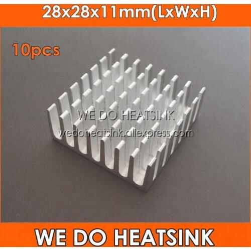 WE DO HEATSINK 10pcs 28x28x11mm Aluminum Heatsink Radiator Bi Directional Air Flow For IC Packages,BGA,PGA,QFP,LCC