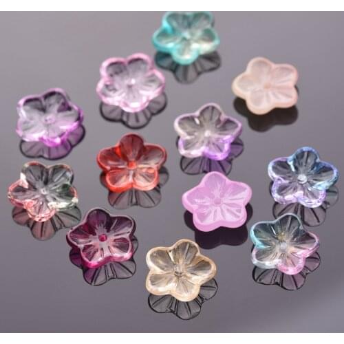 10pcs 13.5mm Flower Shape Crystal Glass Loose Spacer Beads for Jewelry Making Earring DIY Crafts