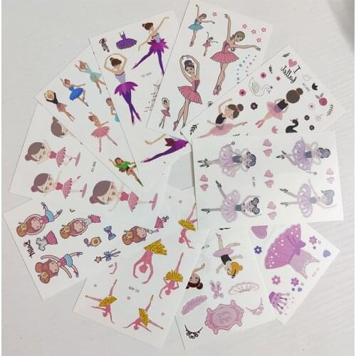 10pc Children Temporary Tatoo Sticker Waterproof Fake Tattoo Ballet Girl Star Dance Love Tattoos Hand Foot Tatouage Boy Girl