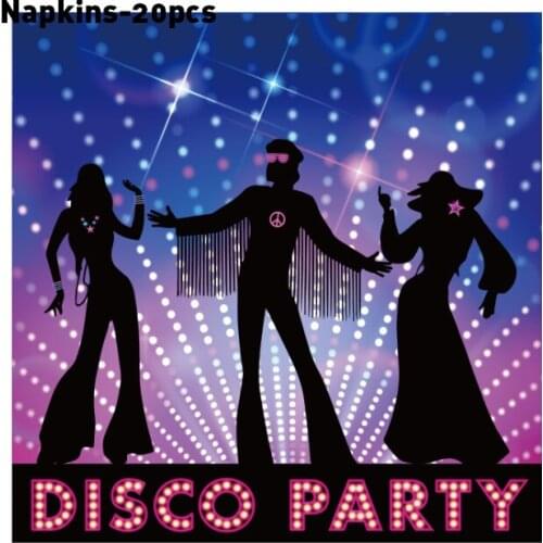 20pcs Disco Fever Nightclub Bar Party Disposable Paper Napkins of Tableware Sets for Adults Happy Birthday Party Decoration