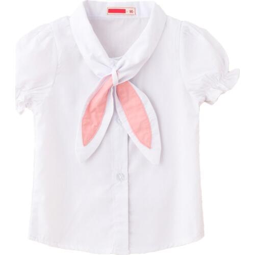 2019 Girls Blouse Shirts Baby School Girl Cotton Rabbit Ear Tops 2 3 4 5 6 yrs Kids Shirt Children Clothes Cute Toddler Blouses