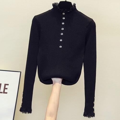 2020 Half Turtleneck Sweater Women Autumn Spring Cashmere Buttons Sweater Soft Pullovers Female Knitted Sweater White