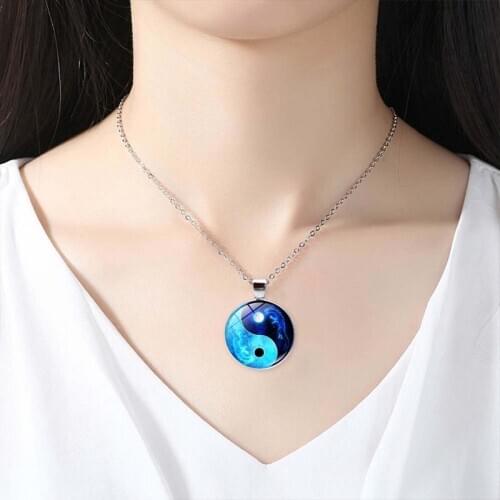 2021 Fashion Personality Yin Yang Eight Trigrams Chi Hanging Chain Suitable For Women And Men Jewelry Punk Hanging Chain Collar