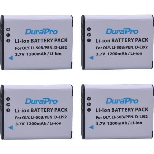 4pc 1200mAh Li-50B D-Li92 Li 50B D LI92 Li-ion Camera Battery For Olympus SP 810 800uz u6010 u6020 u9010 SZ14 SZ16 d755 U1010