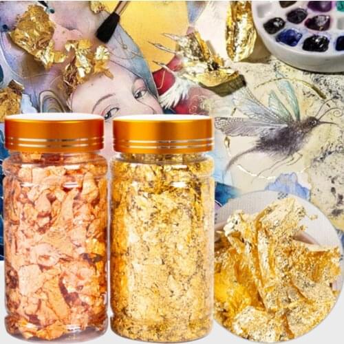 5g Imitation Gold Sliver Foil Sequins Glitters Craft Leaf Flake Sheet Bulk Foil Paper For Gilding DIY Soap Candle Nail Art Decor