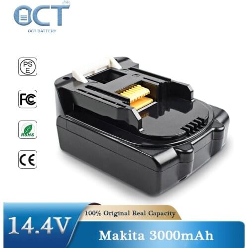 Makita 3000mAh Battery 14.4V BL1415 for Li-ion Replacement BL1430 194066-1 194559-8 194065-3 Power Tool Batteries Black Decker