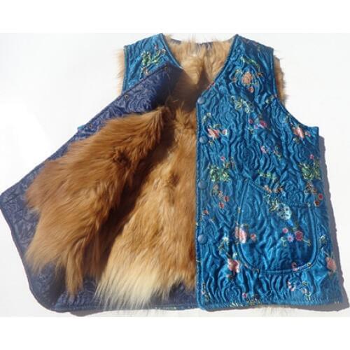 Free shipping The elderly womens genuine fur waistcoat cotton vest fur sheepskin wool vest autumn and winter