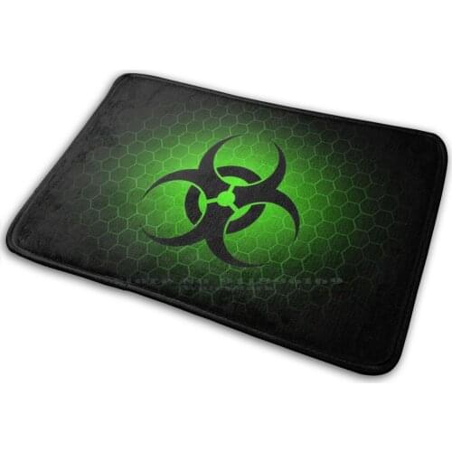 Biohazard! ( Green ) Mat Rug Carpet Anti-Slip Bedroom Entrance Door Mat Biohazard 19 Hazardous Social Distance