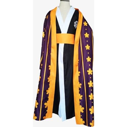 One Piece Trafalgar Law/Trafalgar D Water Law Cosplay Costume Kimono Robe Full Suit Outfits Halloween Carnival Costumes