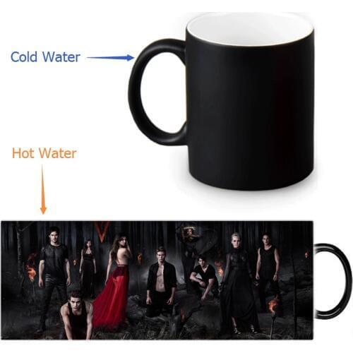 The Vampire Diaries Tea Mugs Custom mug Magic coffee mugs novelty heat changing color transforming travel 12 OZ magical Mug