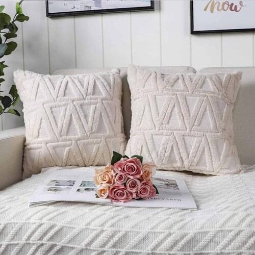 Cushion Cover Home Decor Pillowcase Handmade Woven Beige Pillow Cover Sofa Bedroom Living Room Decoration