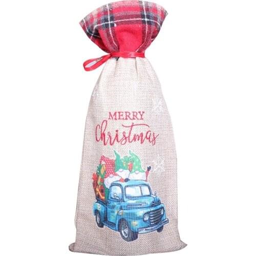 Christmas Sweater Wine Bottle Cover with Drawstrings, Reusable Wine Bags for Holiday Party Xmas Table Home Decoration