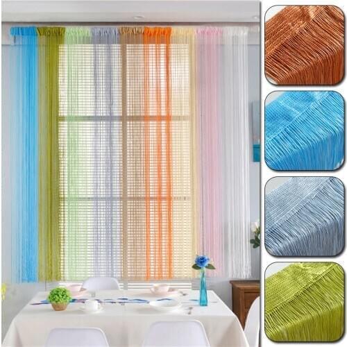 Gauze Curtains for Living Dining Kitchen Hanging Curtain Finished Product Line Thread Curtain Window Blind Vanlance Room Divider