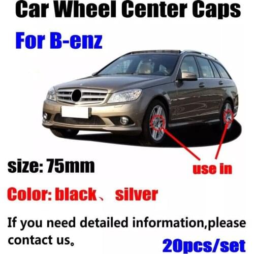 20pcs/lot 75mm Black silver Wheel Center Caps Wheel Hub Rim Cover Badge Emblem For Mercedes Benz G M R S Styling Accessories