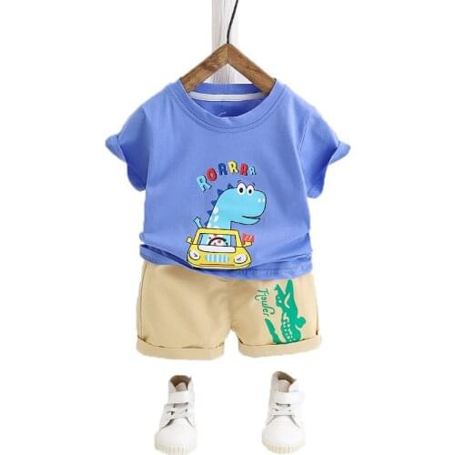 Children Clothes Sets Summer Baby Cartoon Car Short Sleeve Shorts Cotton Casual Costume Kids Boys And Girls Clothing Suit