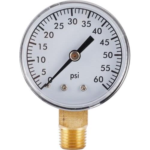 50mm Pressure Gauge 0-4Bar 0-60PSI Practical Pool Spa Filter Water Pressure Gauge Side Mount 1/4 Inch Pipe Thread NPT