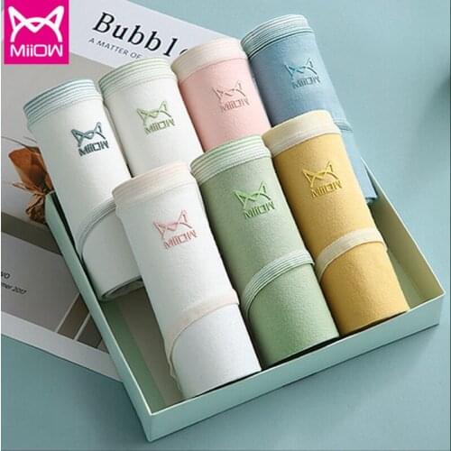 MiiOW Womens Underwear Womens Pure Cotton Antibacterial Student Mid-waist Breathable Korean Girl Triangle Shorts Women