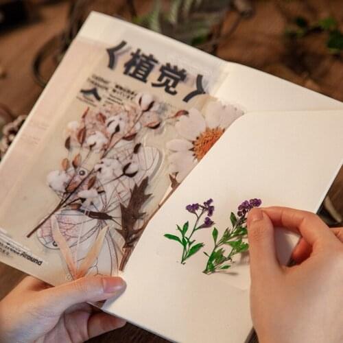 17pcs/lot Vintage Flower Plant Stickers PET Leaf Travel Stickers Scrapbooking Stationery DIY Diary Album Stick Lable 8Styles