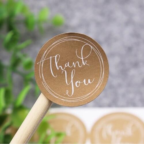 60pcs thank you labels sticker Brown circle ,Gift Paper Labels Stickers,Decoration Labels Seal Stickers