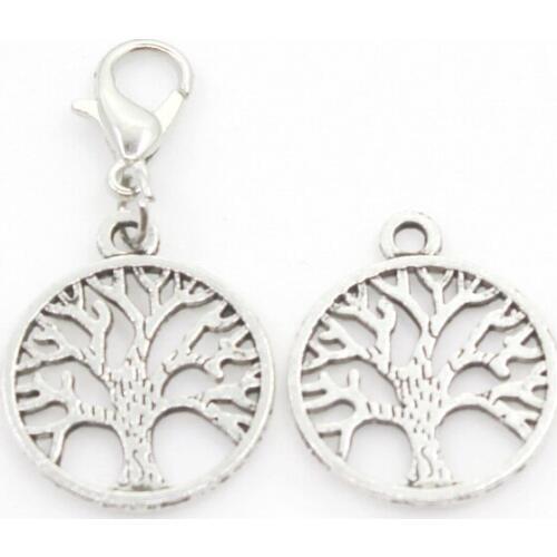 New Arrival 20pcs Family Tree Dangle Charms Lobster Clasp DIY Bracelet Necklace Pendants Jewelry Hanging Charms