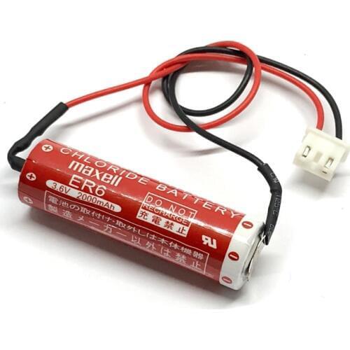 New Original Maxell ER6 3.6V 2000mah Lithium Thionyl Chloride Battery PLC Batteries with White Plug Made in Japan