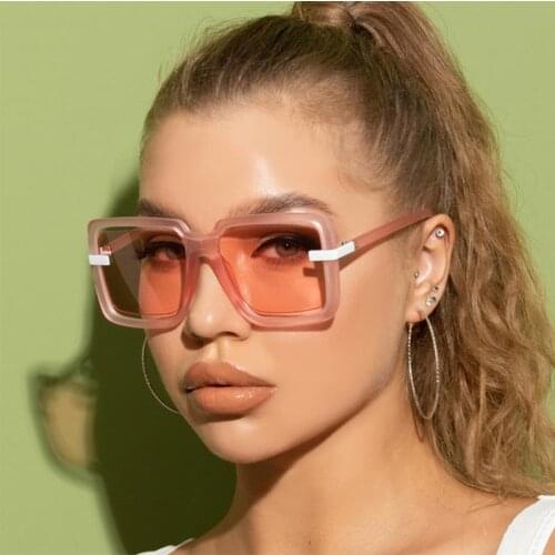 Summer Clear Shades Oversized Square Sunglasses For Women 2021 Trend Brand Designer Fashion Sunglasses Woman Vintage Big Shades