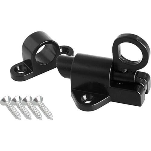 OOTDTY Black Window Gate Security Pull Ring Spring Bounce Door Bolt Aluminum Latch Lock Aluminum Alloy Door Bolt