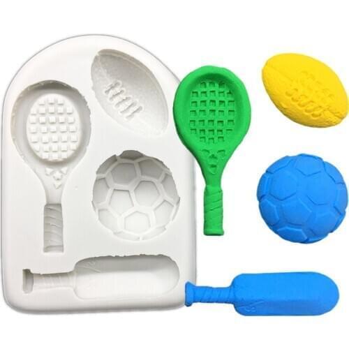 Wholesale 10 pcs/lot Football Tennis Rugby Silicone Sugarcraft Mold Fondant Cake Decorating Tools Cupcake Chocolate Baking Molds