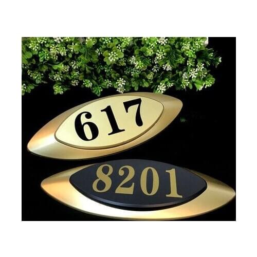 Polymer Metallic black gold color house number custom sign door number sticker for hotel door apartment Villa