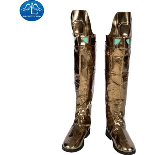 Manluyunxiao Superhero Spider Cosplay Mysterio Cosplay Boots High Tube Golden Leather Shoes Far From Home Halloween Costume