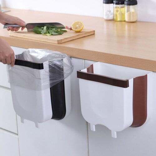 Foldable Trash Can Wall-mounted Trash Can Household Car Trash Cans For Bathroom Kitchen Waste Storage Bucket Cleaning Tool