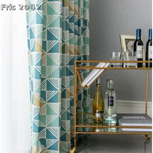 Modern Minimalist New Colorful Geometric Printing Finished Custom Shading Curtains for Living Dining Room Bedroom