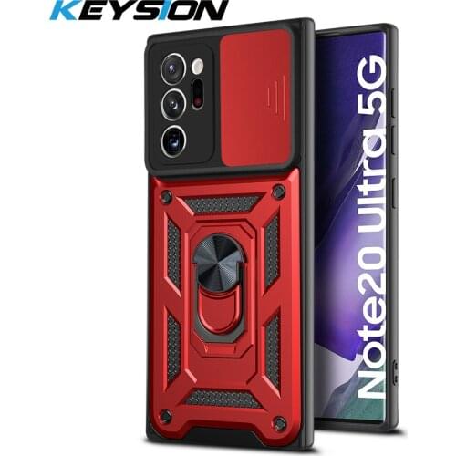 KEYSION Shockproof Case for Samsung A52 A72 A32 A12 A51 A71 Push Pull Camera Protection Phone Cover for Note 20 S20+ S21 Ultra