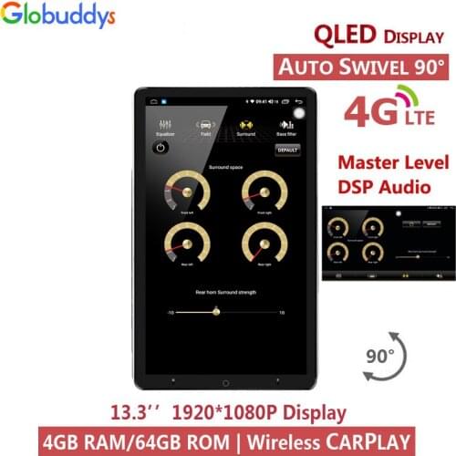 13.3" 1920*1080,Tesla 2DIN Universal Radio,4GB 64GB,Wireless CARPLAY,Android 4G LTE,Rotary Swivel,магнито,2 DIN Auto Stereo