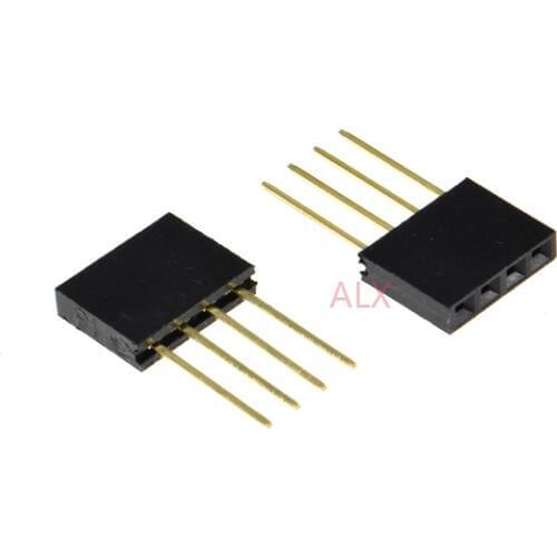 20PCS 4 PIN Single Row Straight FEMALE PIN HEADER 2.54MM PITCH pin long 11MM Strip Connector Socket 1X4 4PIN FOR arduino PCB