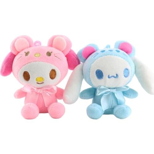 3Pcs/set Original Plush Kawaii Anime Plush 10Cm My Melody Kitty Cinnamorol Soft Stuffed Keychain Plush Pendant Girl Toys