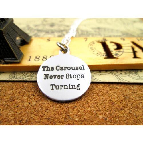3pcs/lot Fashion stainless steel necklace "the carousel never stops turning" Pendant necklace Gift more style for choosing