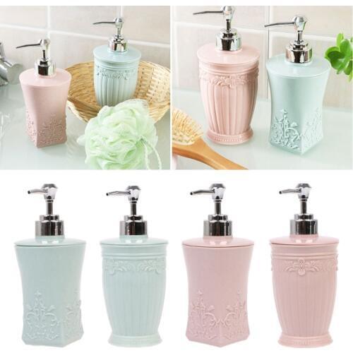 400ml Empty Carved Flower Pump Dispenser Bottle Shampoo Soap Shower Container