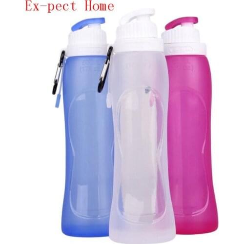 500ml Eco-Friendly Silicone Travel Sport Flexible Collapsible Water Bottles New Design Foldable Drinkware BPA Free