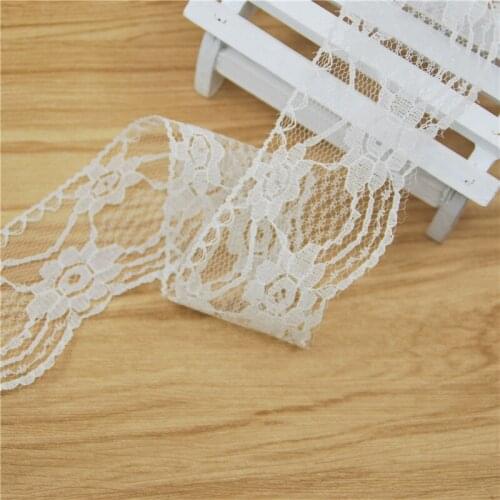 White Polyester Wedding Lace Fabric Trim Sewing Accessories Cloth Dress Decoration Ribbon diy Craft Supplies 45mm 200yards L057