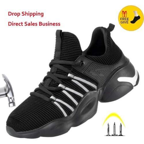 Air Mesh Steel Toe Men Women Work Shoes Breathable Working Shoes Man Safety Lightweight Puncture-Proof Safety Boots Dropshipping