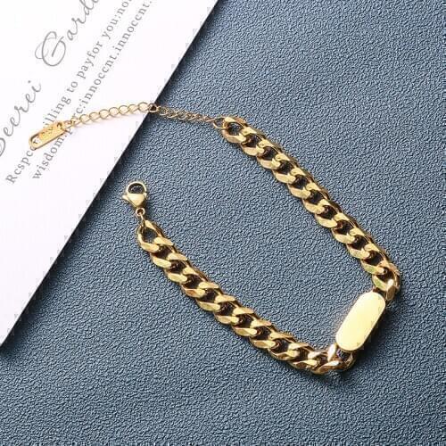 Mveifol Chunky 8mm Curb Cuban Link Chain Bracelet Punk Titanium Stainless Steel Bracelets for Women Stainless Steel Jewelry