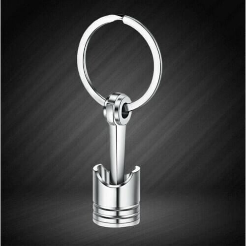 Engine Piston Keychain Polished Chrome Creative Hot Car Accessories Personalized Unique Durable Waist Hanging Model Keychain