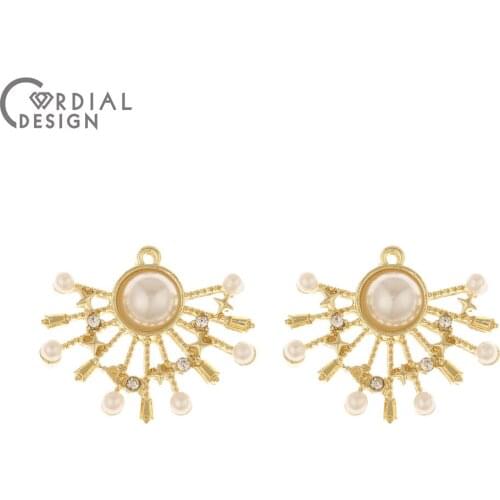 Cordial Design 50Pcs 23*28MM Jewelry Accessories/Rhinestone Pendant/DIY/Flower Shape/Imitation Pearl/Jewelry Findings Components