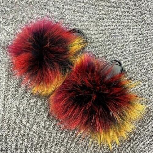 Children Fox Fur Indoor Slippers Baby Elastic Strap Flat Slides Girls Kids Cute Furry Fluffy Sandals Toddler Casual Beach Slippe