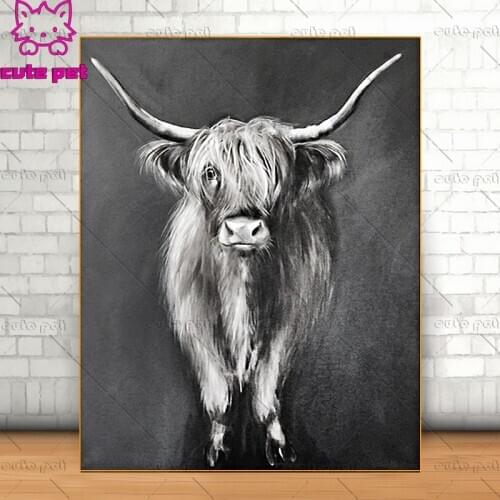Diy Diamond Painting Highland Cow full drill animal yak bull 5d Diamond embroidery crystal sale diamond mosaic home decoration