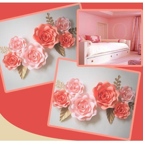 DIY Giant Paper Flowers Backdrop Artificial Handmade Mix Flower 6PCS+Leaves 5PCS Wedding & Party Deco Home Decoration Video